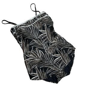 Gottex Brown Black Silver Leaf Pattern One Piece Swimsuit Flattering Cut PP20